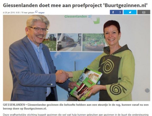Giessenlanden doet mee aan proefproject ‘Buurtgezinnen.nl’