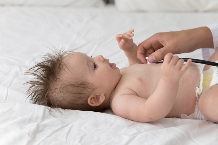 Sweet,Baby,Patient,In,Diaper,Examined,By,Pediatrician,,Resting,On