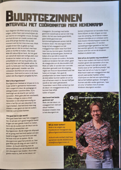 Artikel krant: Interview met Miek Hehenkamp